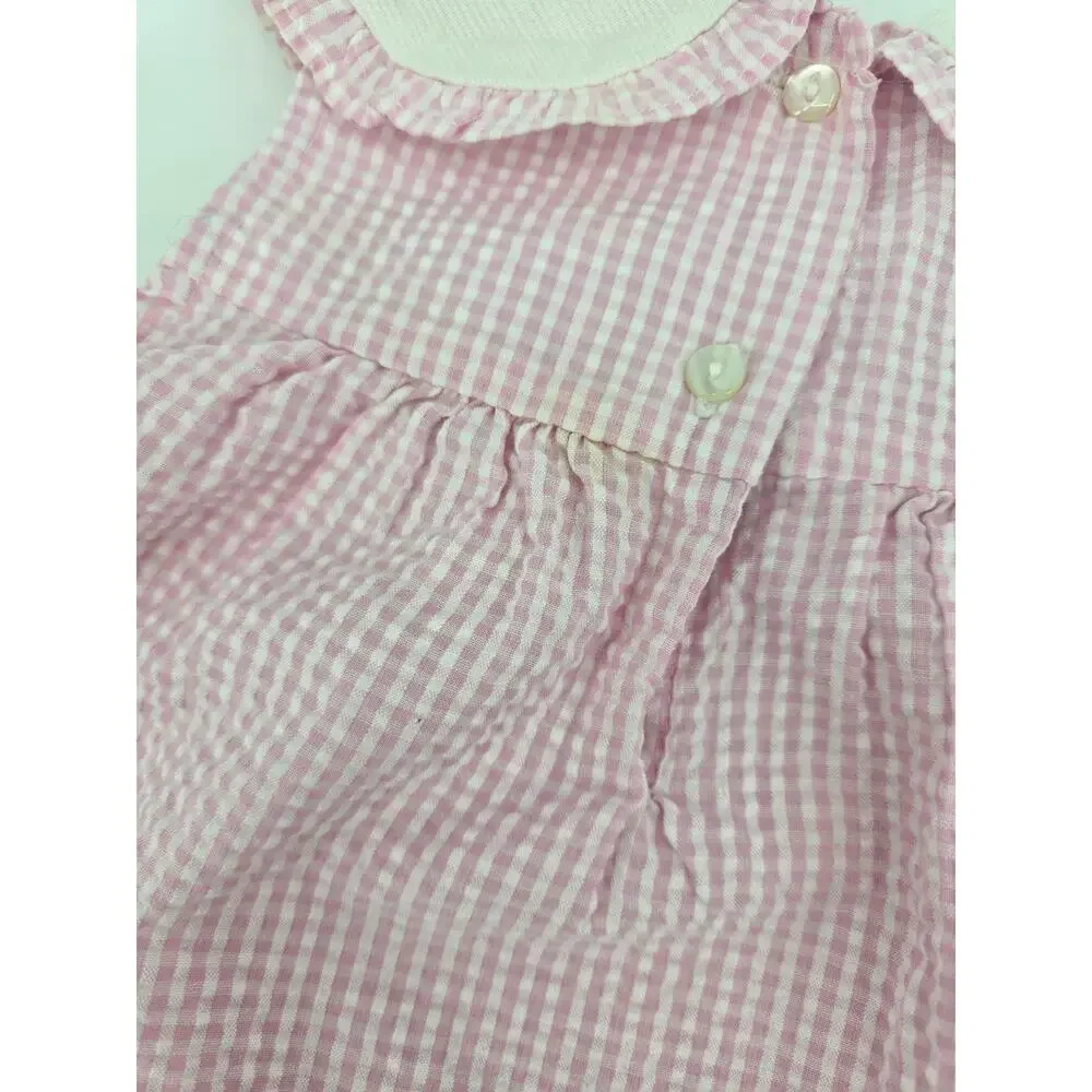 Vintage‎ Cottagecore Fairycore Tutti Frutti Pink Gingham Dress Bloomers Set